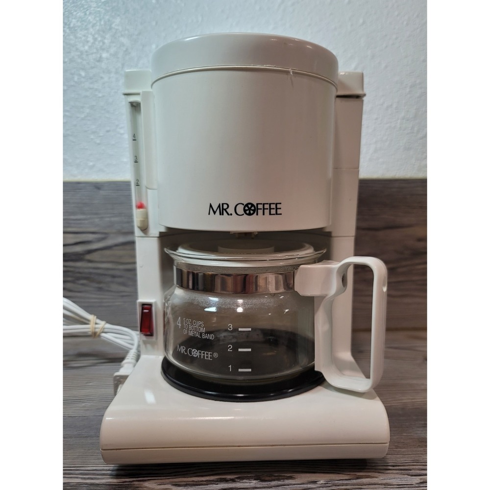 mr coffee 4 cup coffee maker white tested works great clean 80's drip coffee